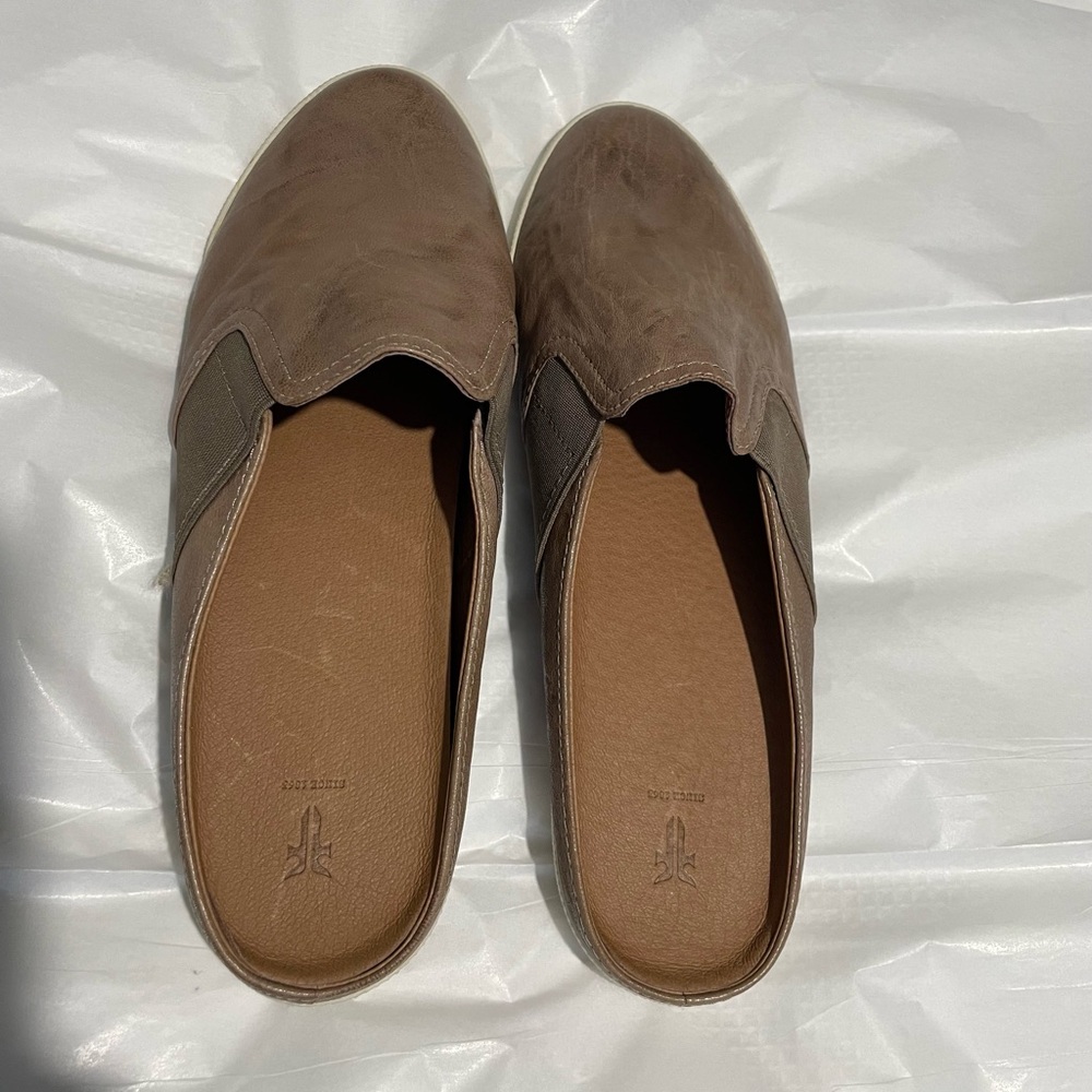Frye Brown Leather Slip-On Mules